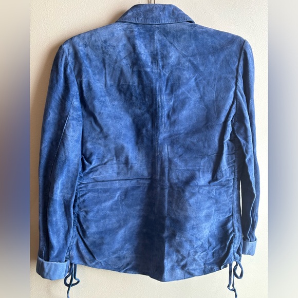 Blue Leather Button Down Shirt - Picture 2 of 4